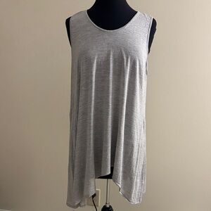 Eileen Fisher Light Gray Asymmetrical Silk/Cotton Tunic Tank Top EUC Size XL